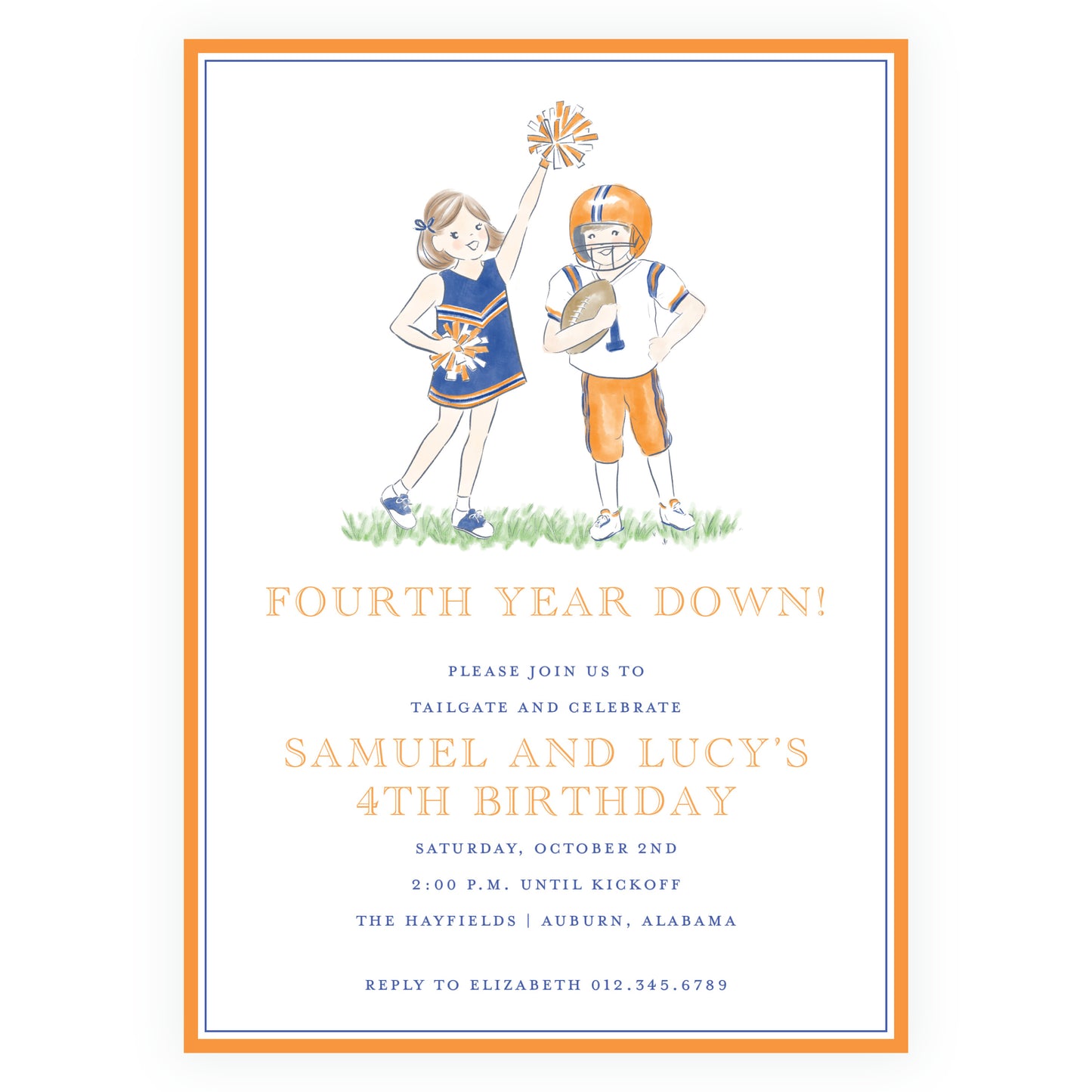 Auburn Cheerleader and Football Player Invitation