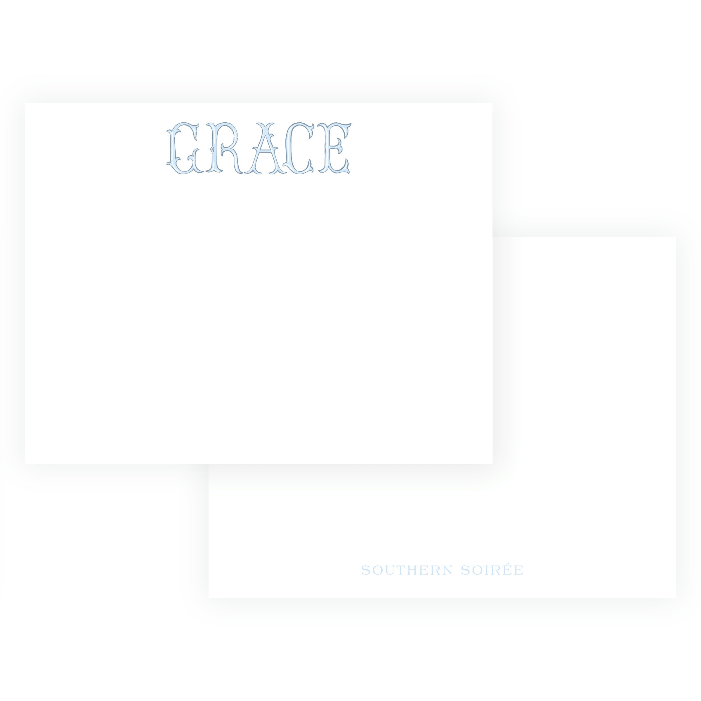The Bloomed Letter Blue Notecard