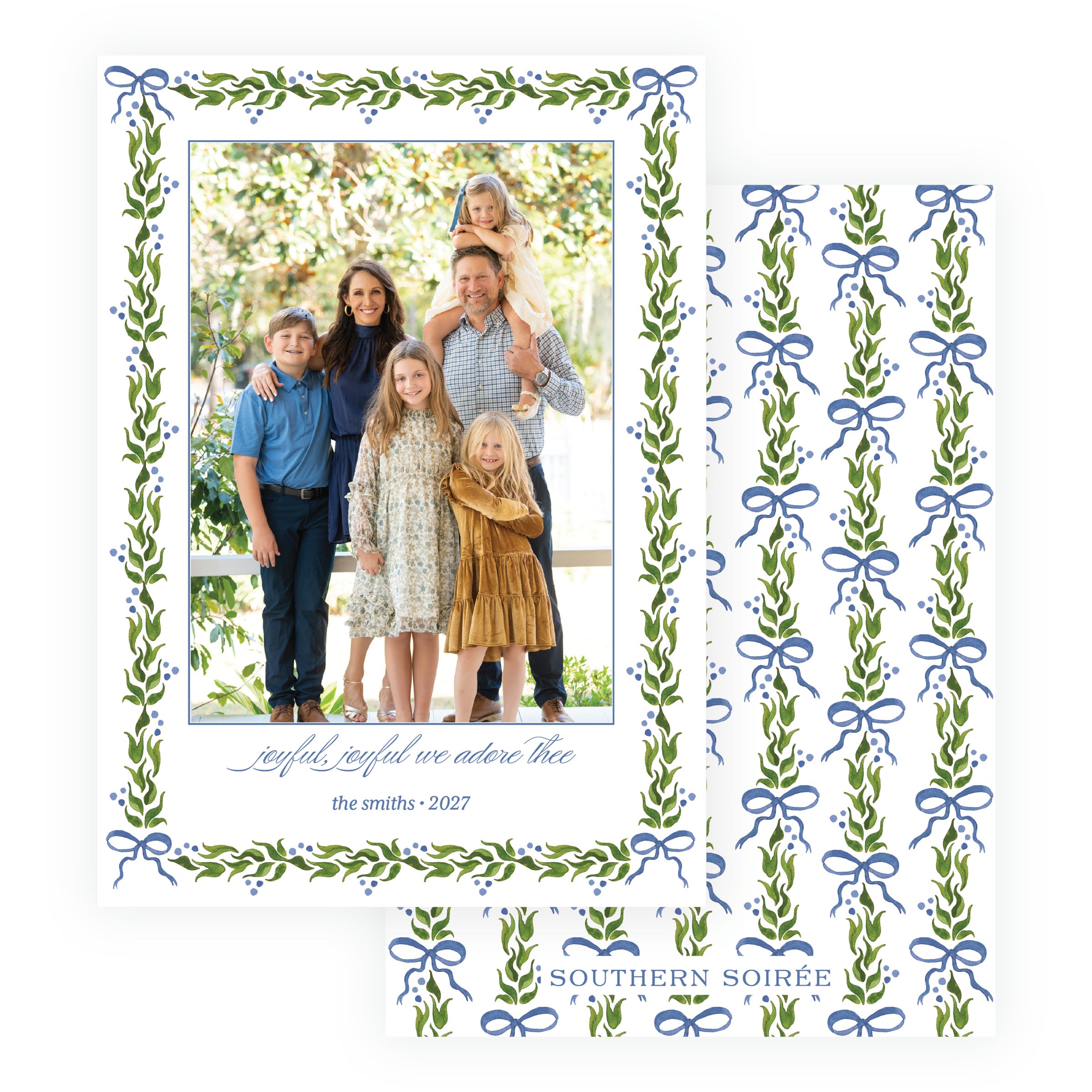 Classic Holly Garland Frame Blue
