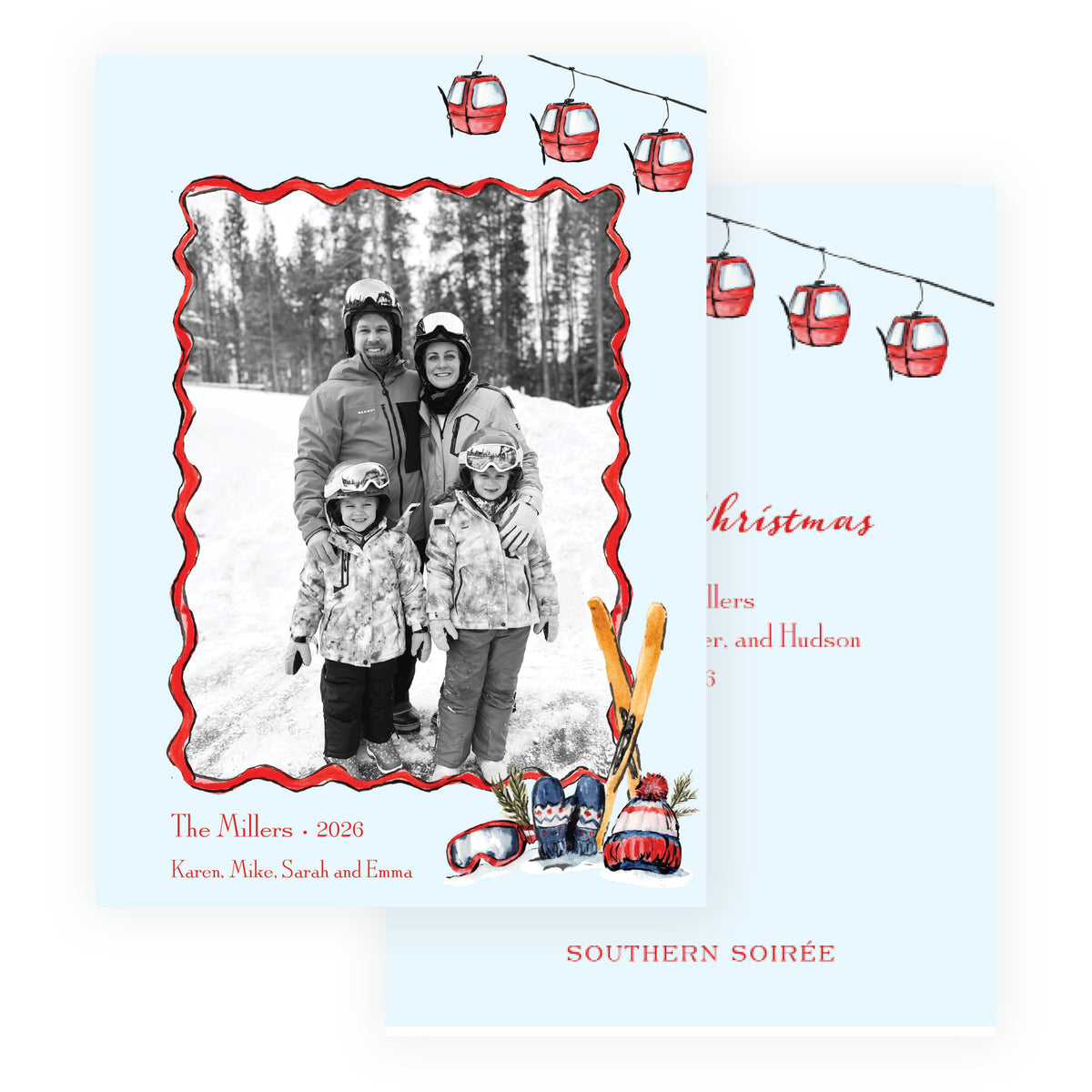 Alpine Holiday – Gondola Cheer Personalized Holiday Photo Card