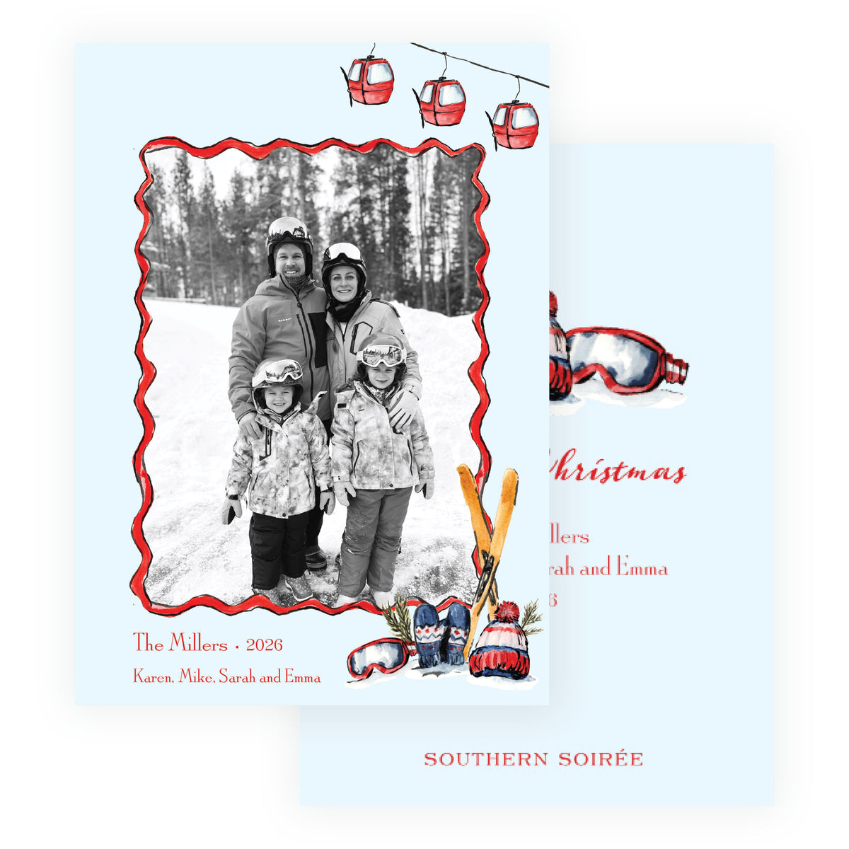Alpine Holiday – Gondola Cheer Personalized Holiday Photo Card
