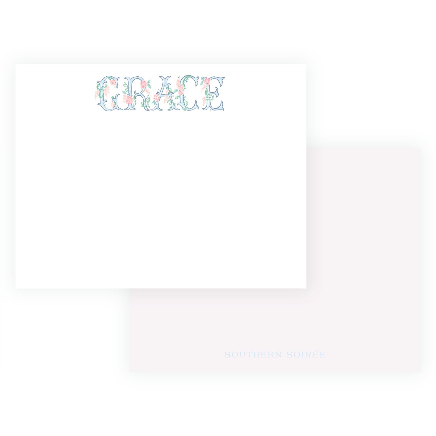 The Bloomed Letter Blue Floral Notecard