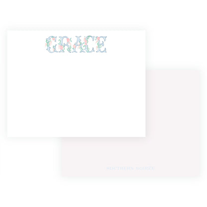 The Bloomed Letter Blue Floral Notecard