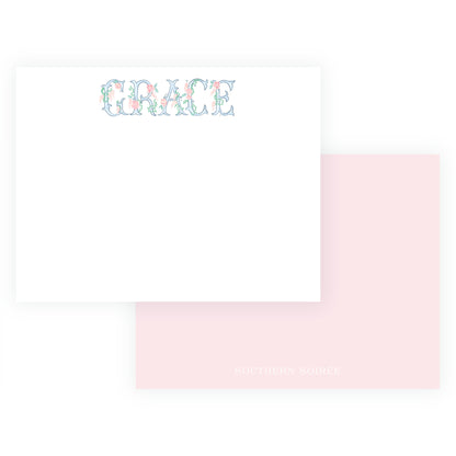 The Bloomed Letter Blue Floral Notecard