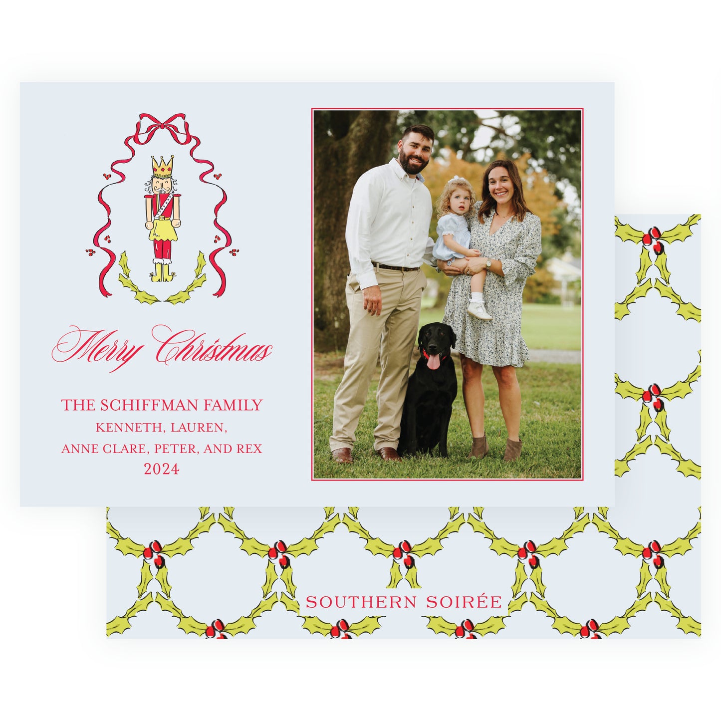 Holly Nutcracker Blue Landscape