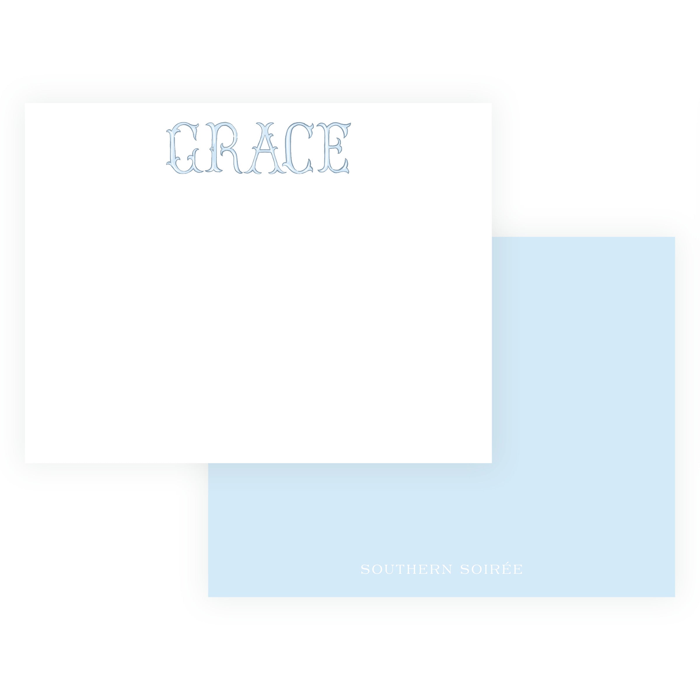 The Bloomed Letter Blue Notecard