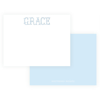 The Bloomed Letter Blue Notecard