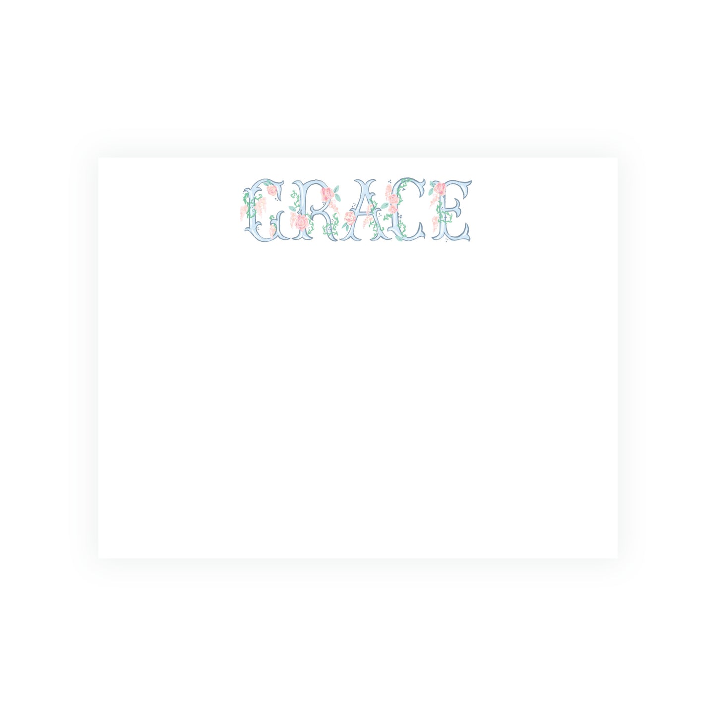 The Bloomed Letter Blue Floral Notecard