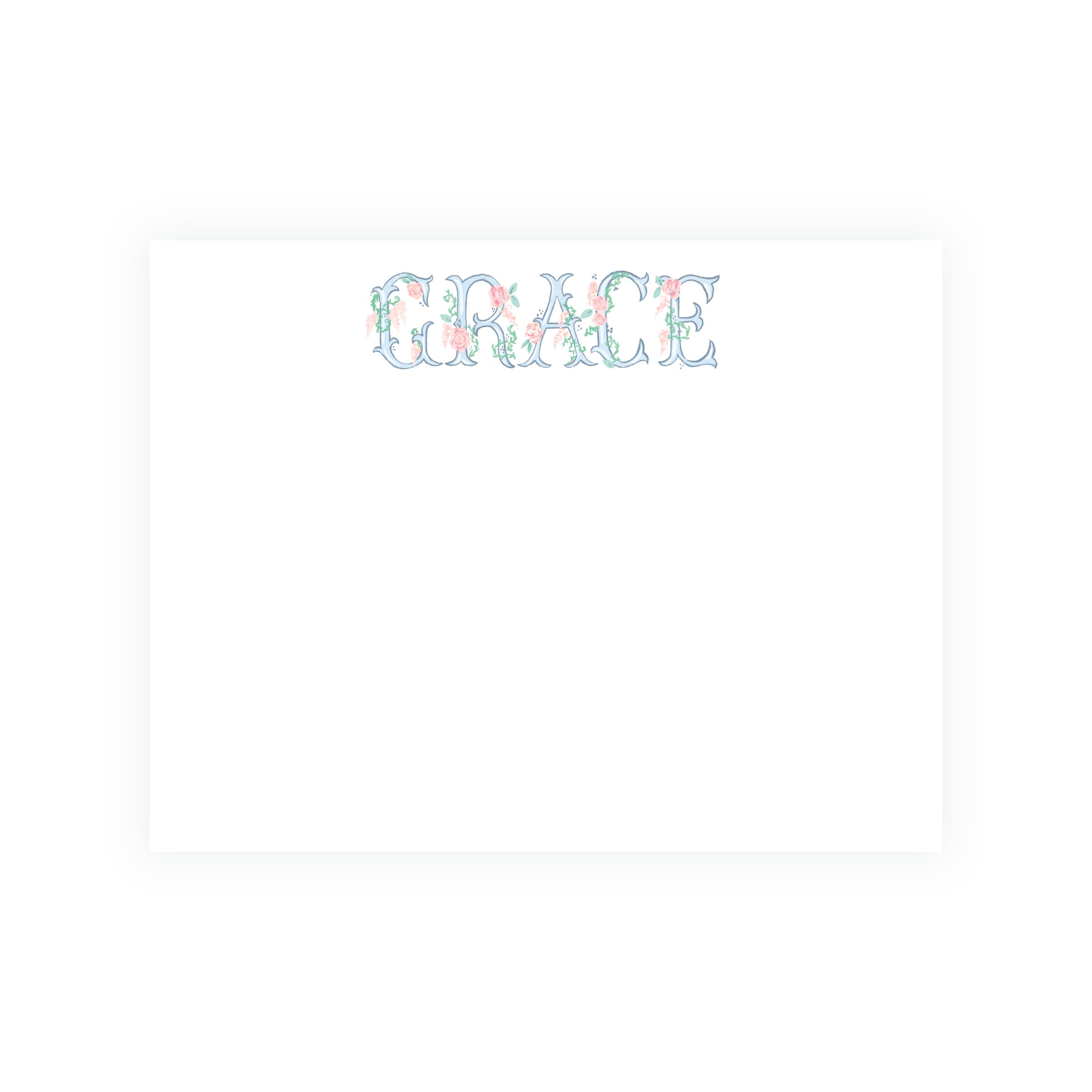 The Bloomed Letter Blue Floral Notecard