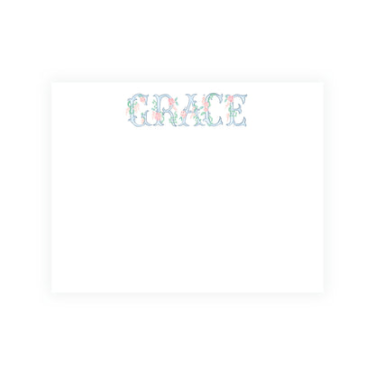 The Bloomed Letter Blue Floral Notecard