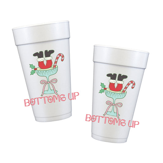 Santa Bottom's Up Styrofoam Cups PREORDER