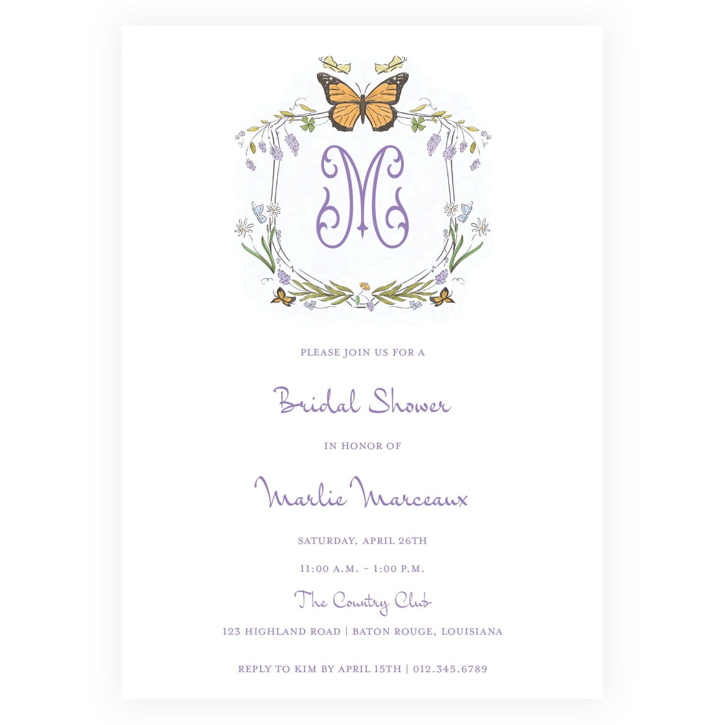 Butterfly Garden Crest Invitation