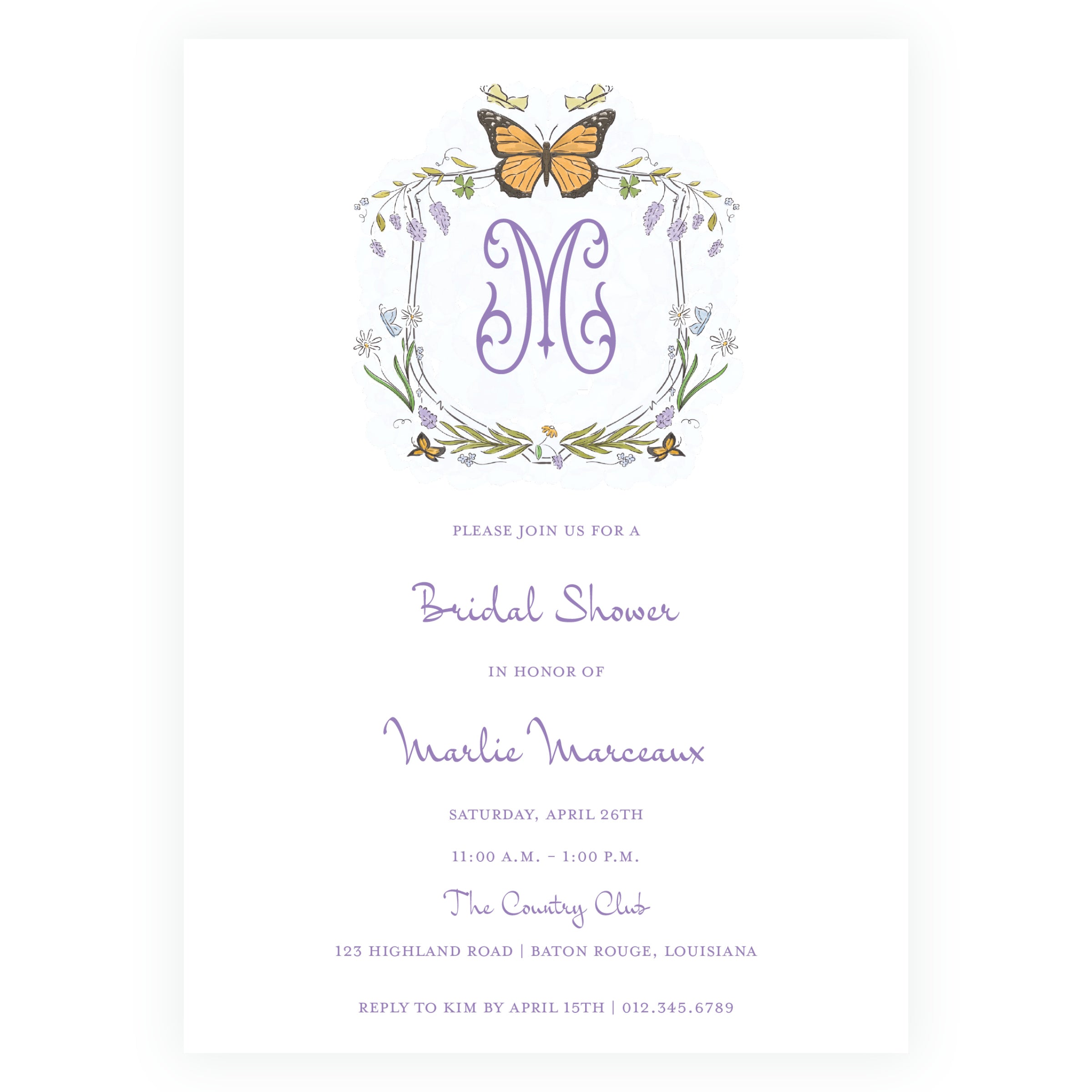 Butterfly Garden Crest Invitation