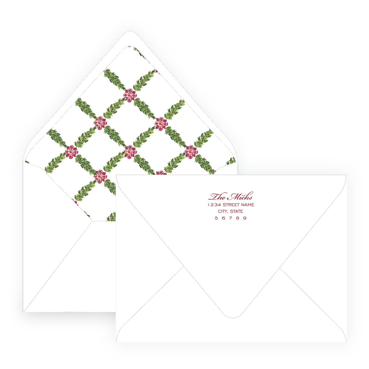 Decked in Garland – Burgundy Full Frame Personalized Christmas Photo Card