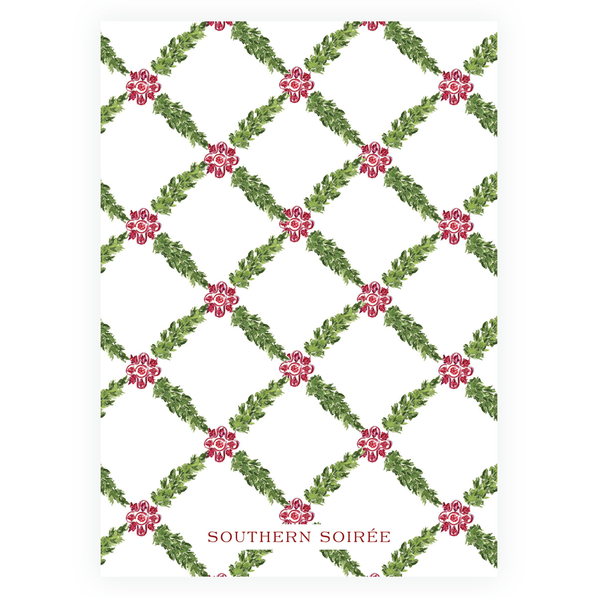 Decked in Garland – Burgundy Wreath Personalized Christmas Photo Card