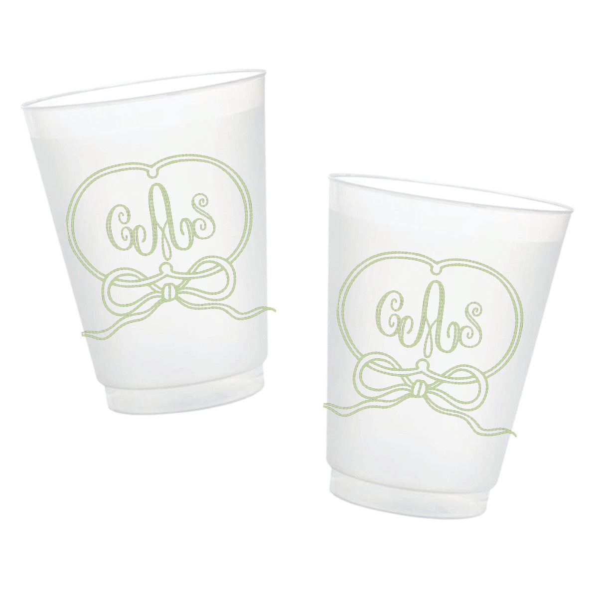 Personalized Bow Monogram Frosted Cups | Custom Party Cups