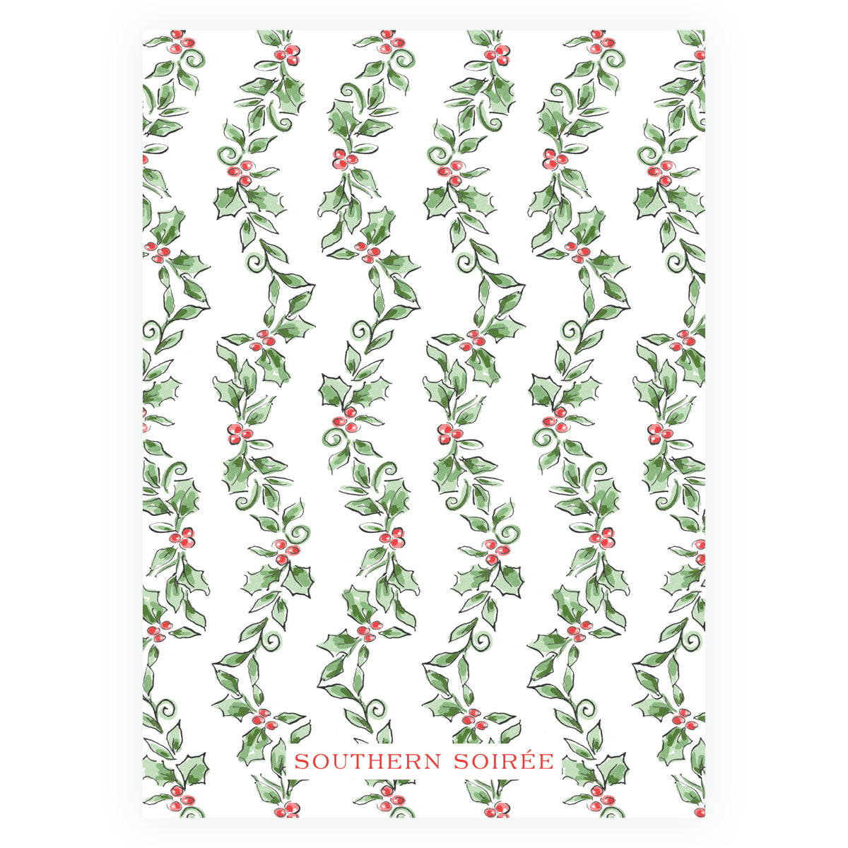 Holiday Holly Bordered Personalized Christmas Photo Card