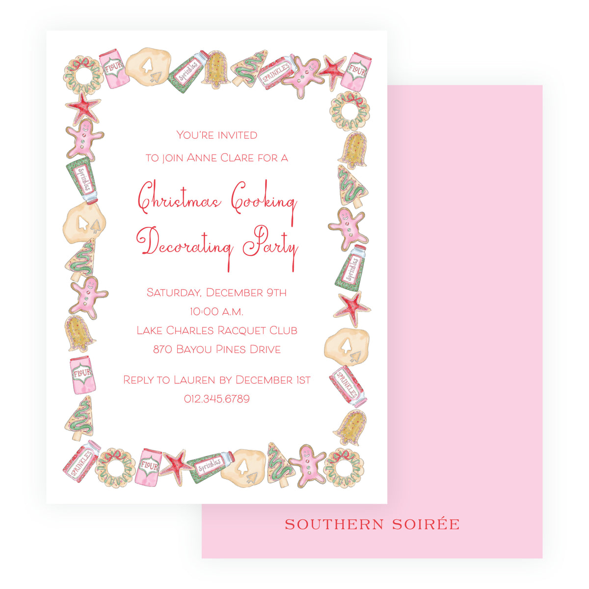 Dashing Through the Dough Christmas Cookie Decorating Party Invitation