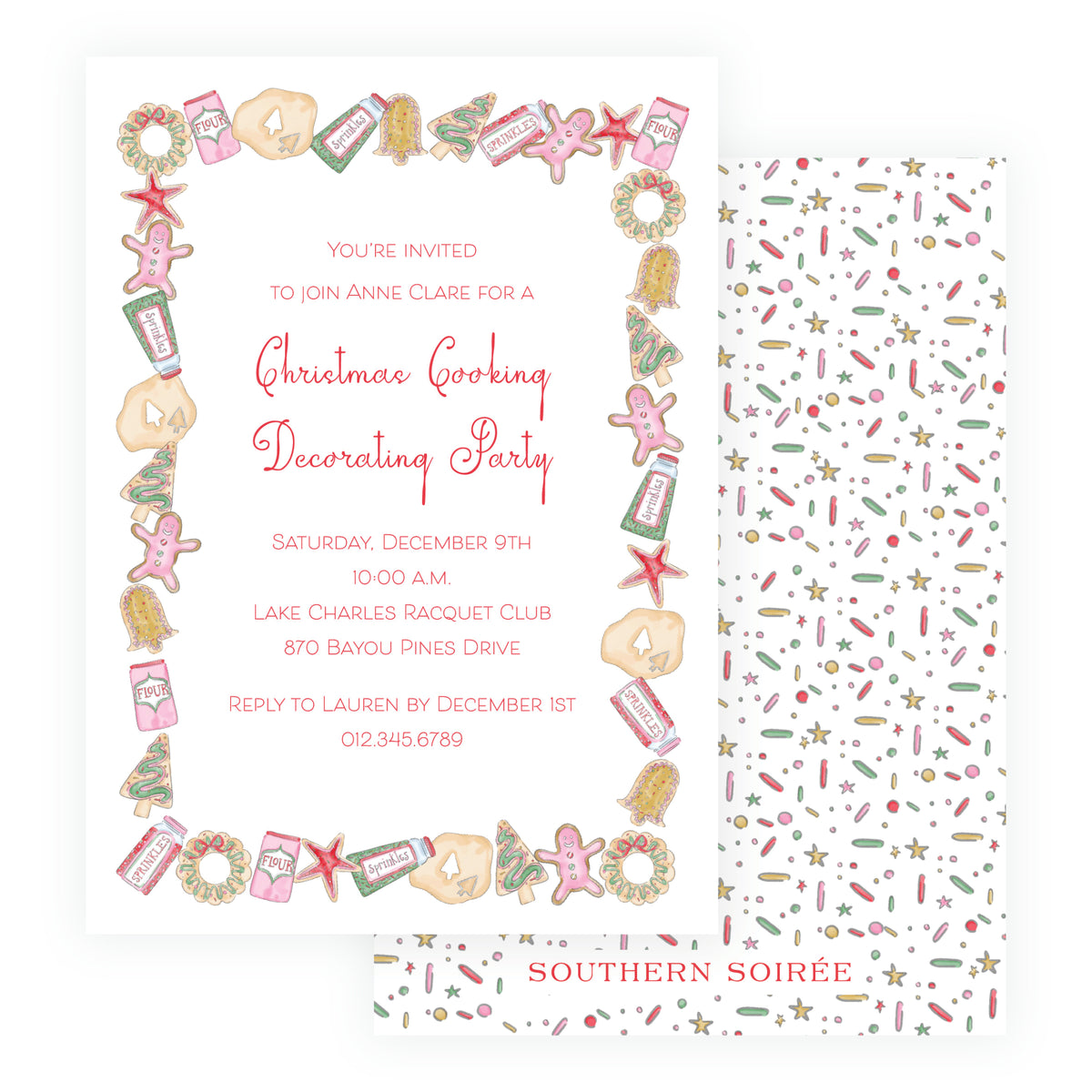 Dashing Through the Dough Christmas Cookie Decorating Party Invitation