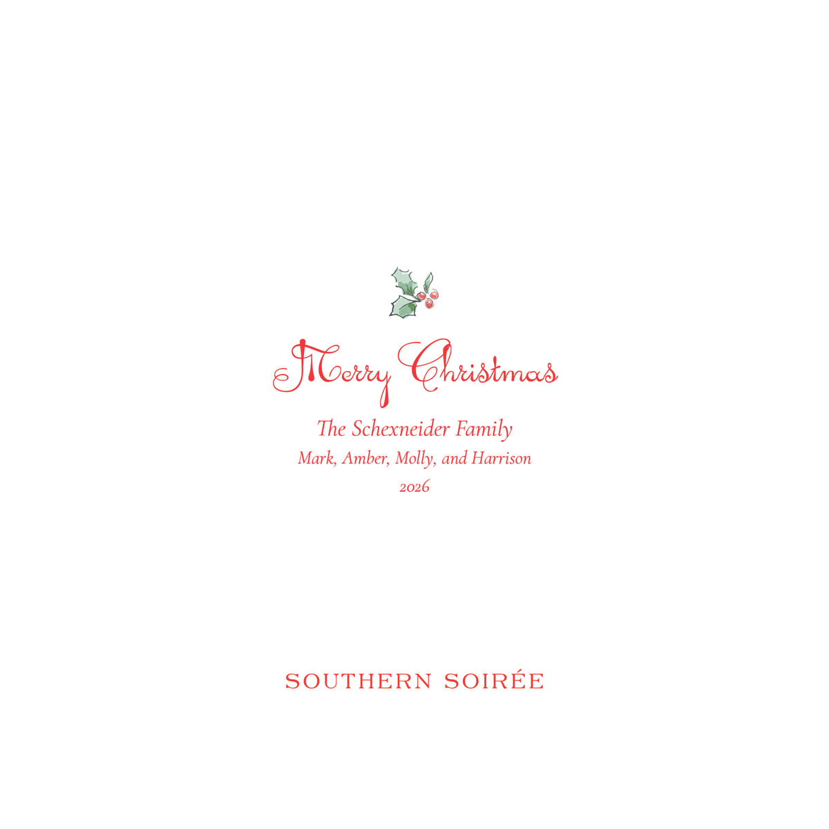 Holiday Holly Square Personalized Christmas Photo Card