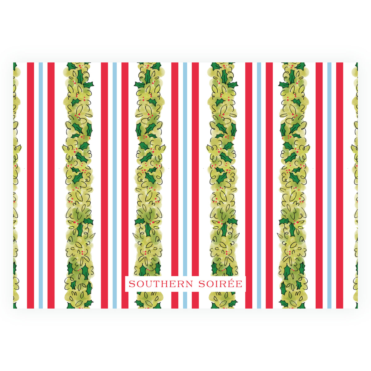 Christmas Boxwood Wreath Personalized Christmas Photo Card
