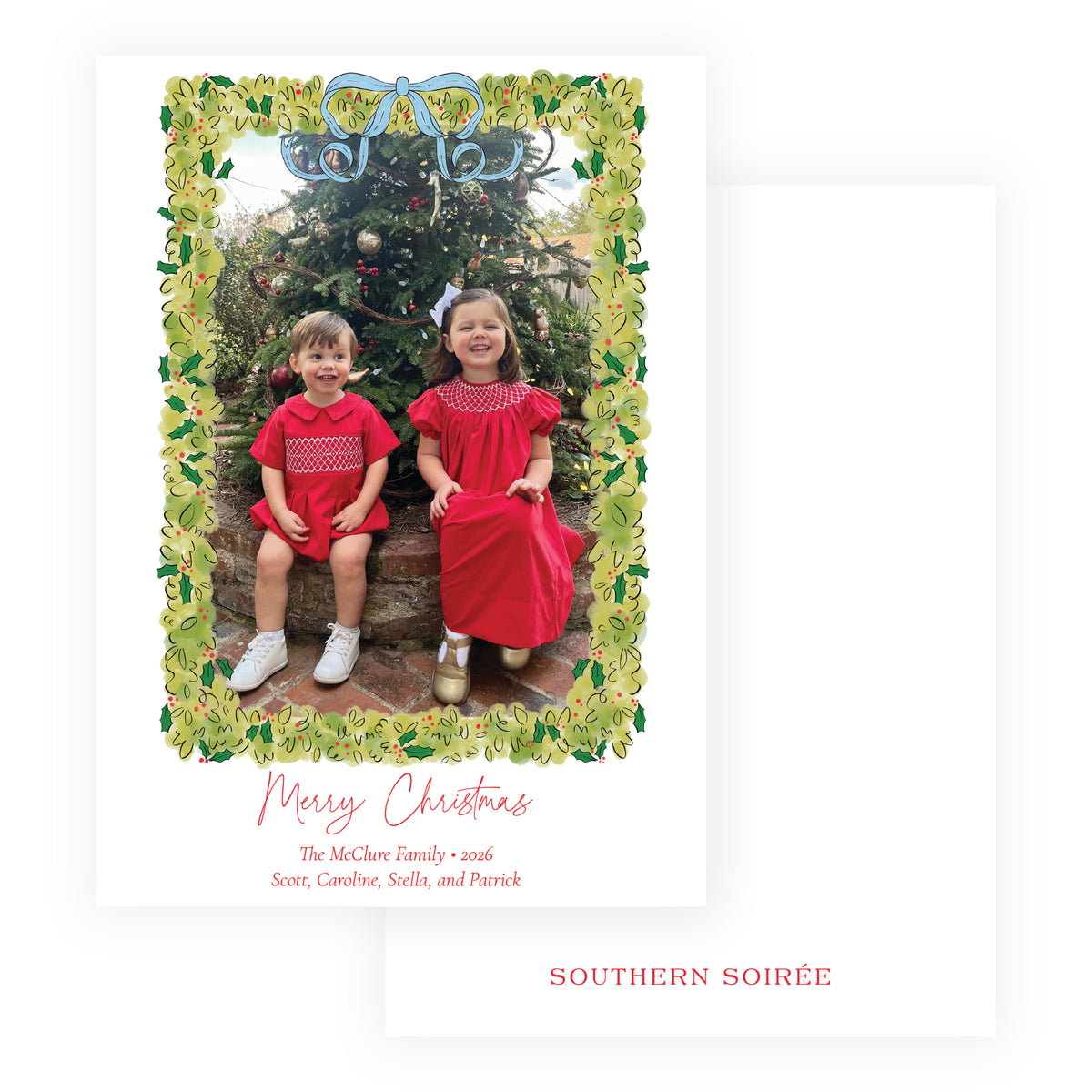 Christmas Boxwood Portrait Personalized Christmas Photo Card