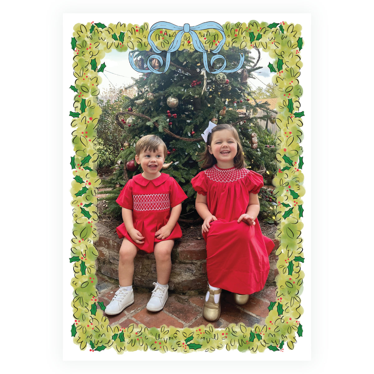 Christmas Boxwood Full Photo Personalized Christmas Card