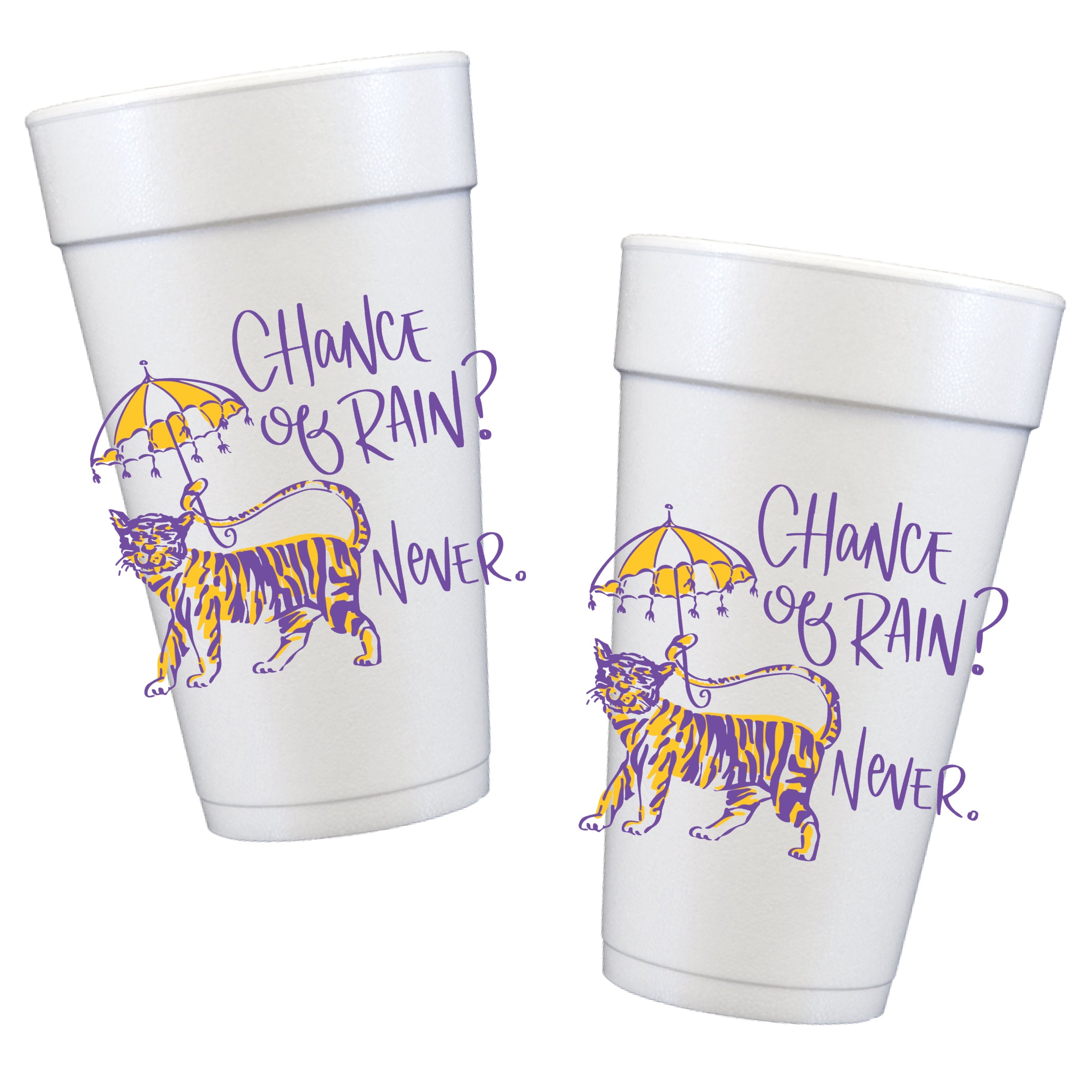 Chance of Rain Mardi Gras Styrofoam parade cups