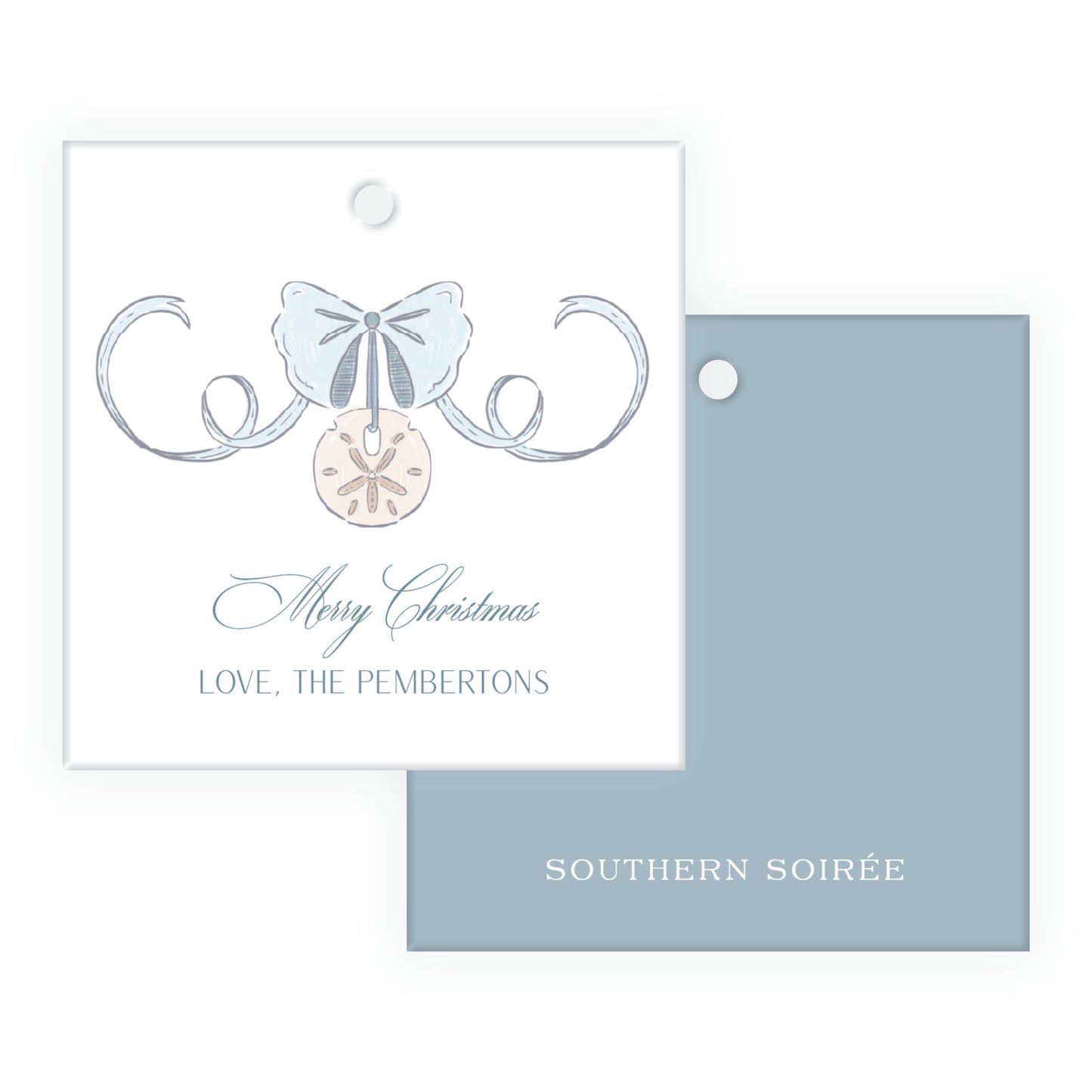 Coastal Christmas Crest Square Gift Tag