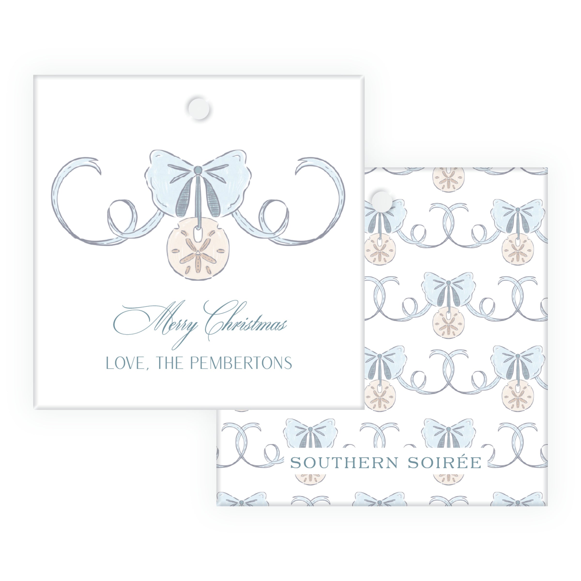 Coastal Christmas Crest Square Gift Tag