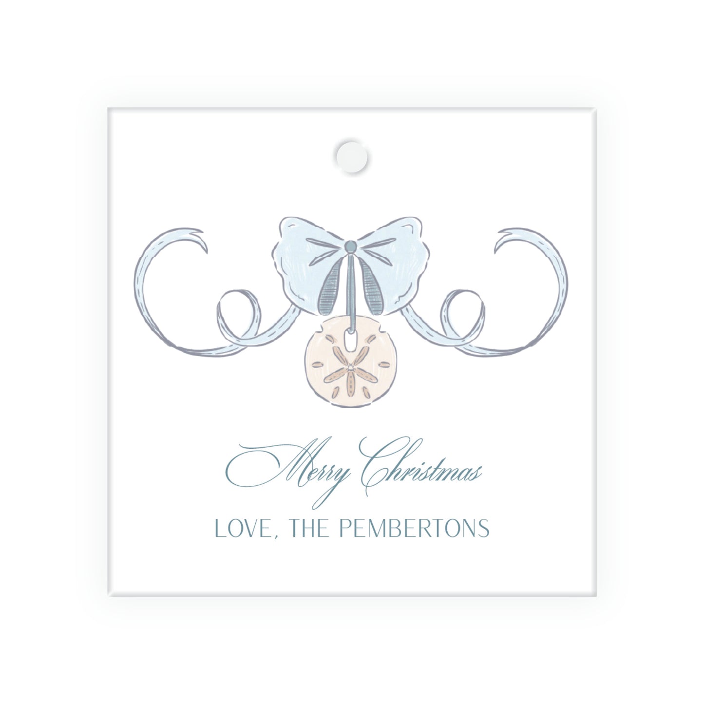 Coastal Christmas Crest Square Gift Tag