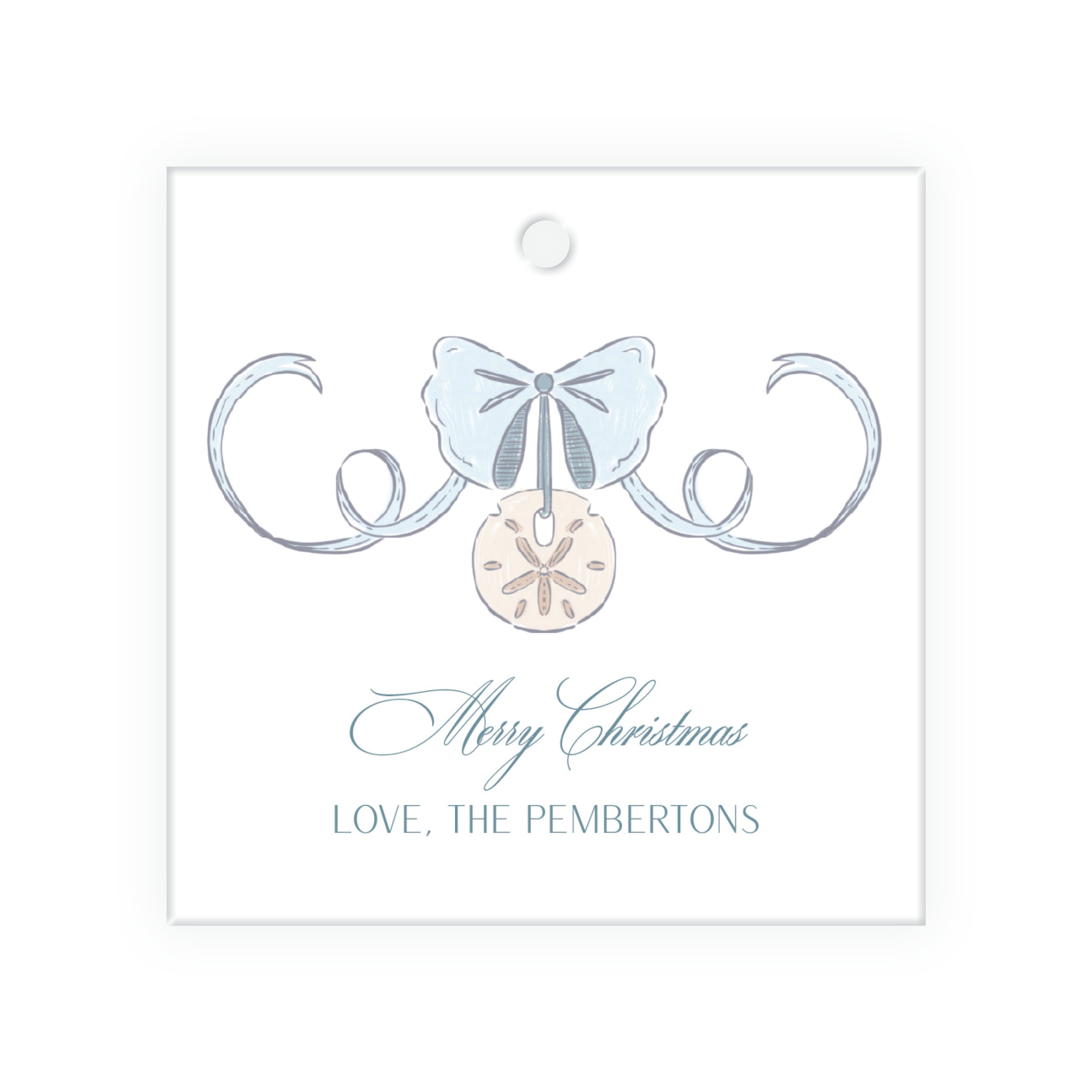 Coastal Christmas Crest Square Gift Tag