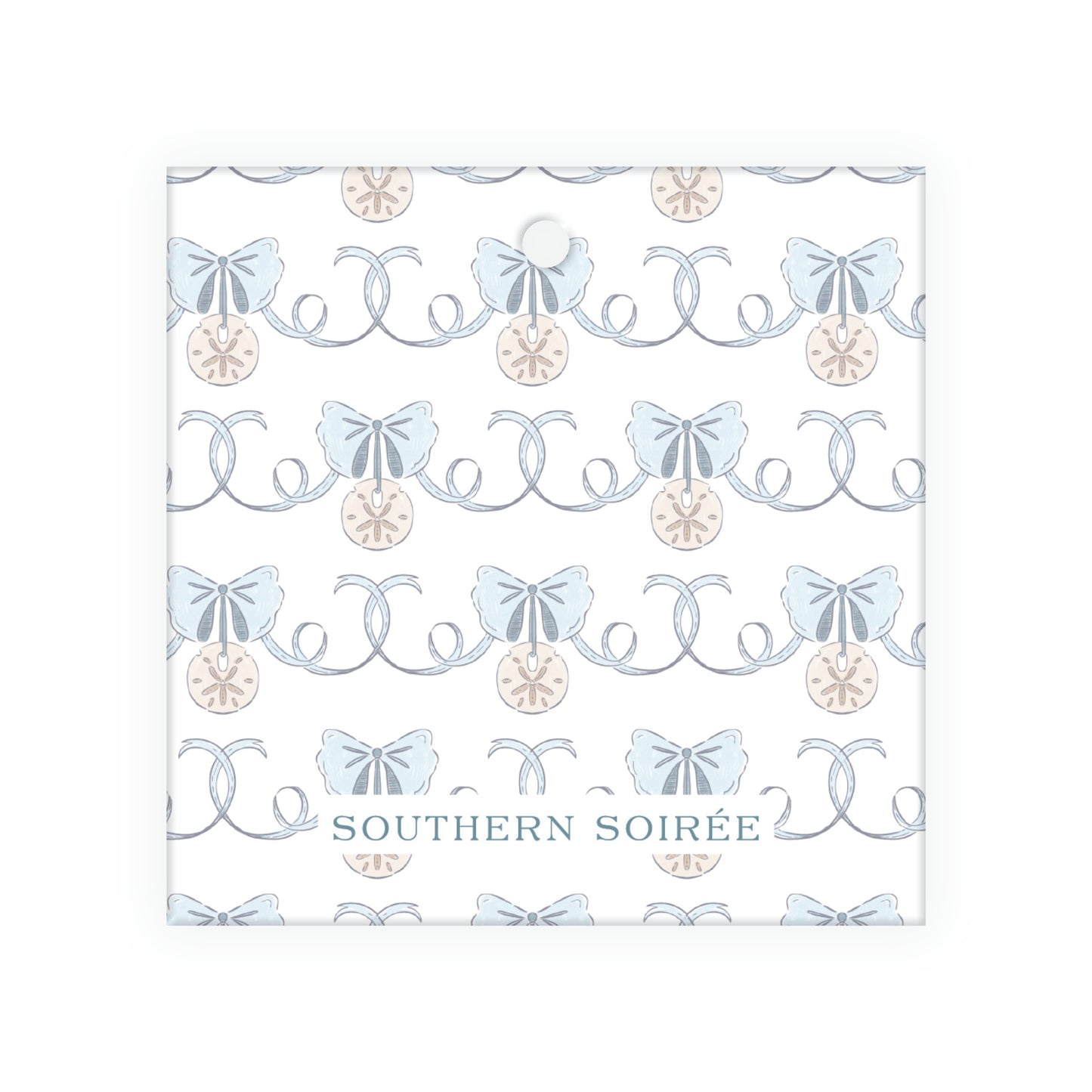 Coastal Christmas Crest Square Gift Tag