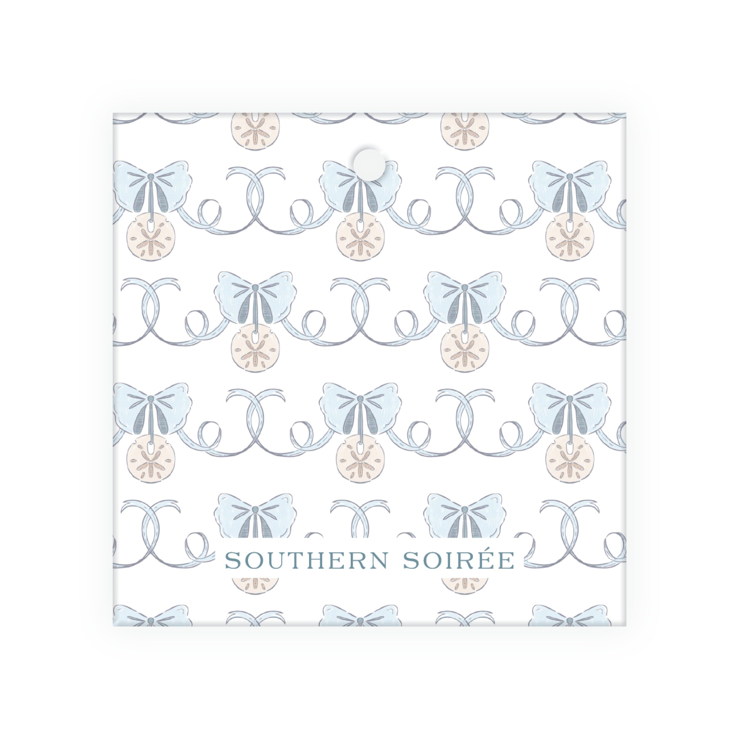 Coastal Christmas Crest Square Gift Tag