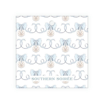 Coastal Christmas Crest Square Gift Tag