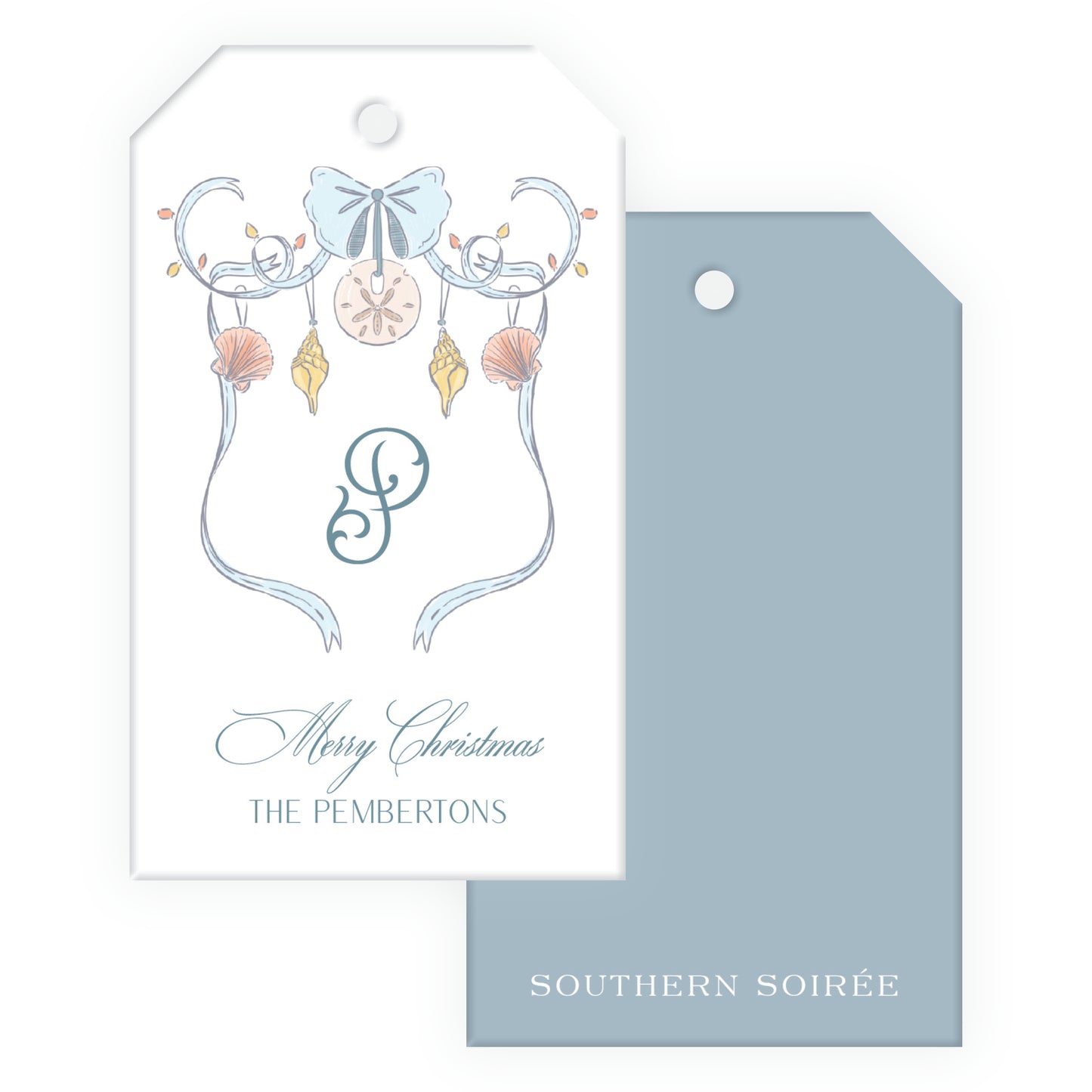 Coastal Christmas Crest Gift Tag