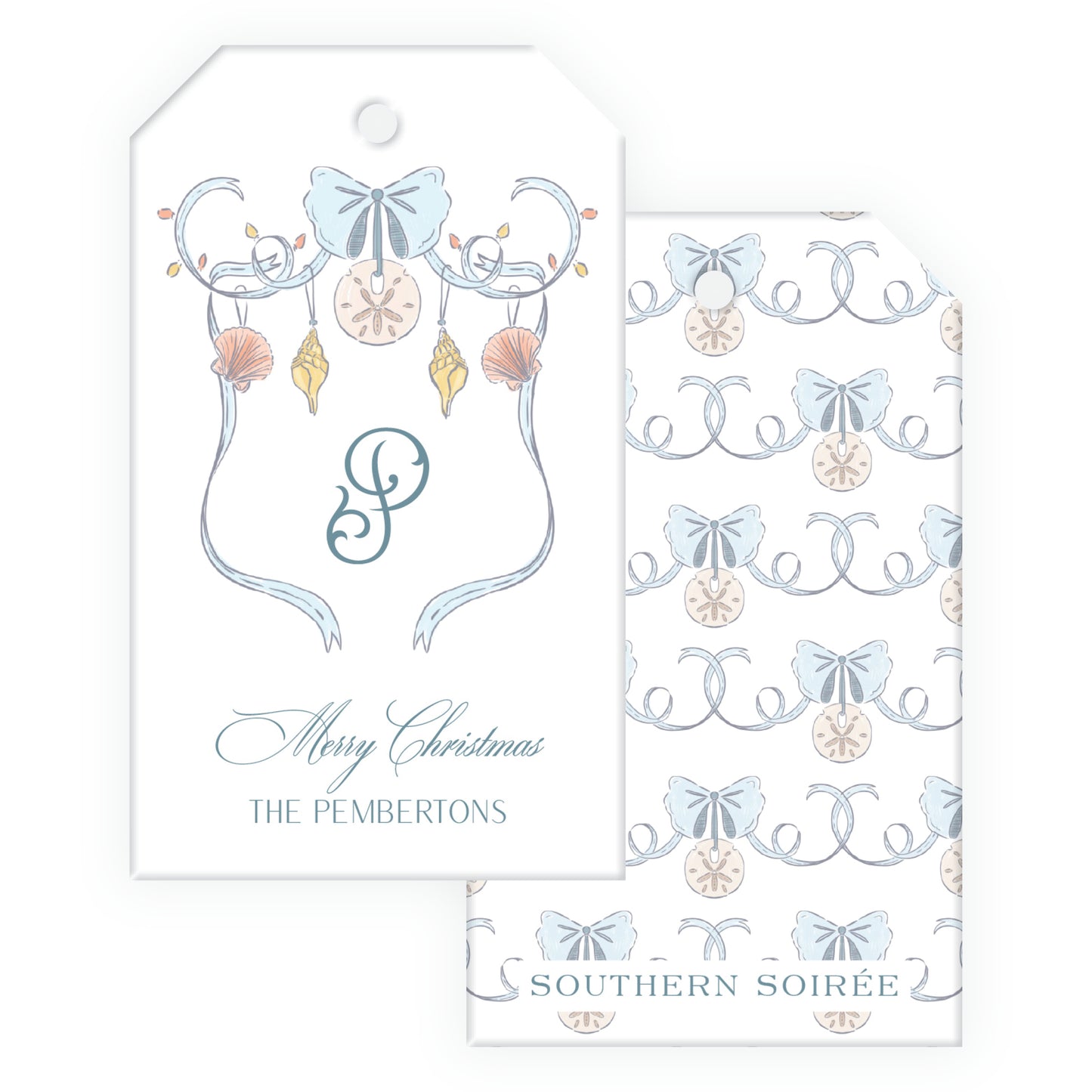 Coastal Christmas Crest Gift Tag