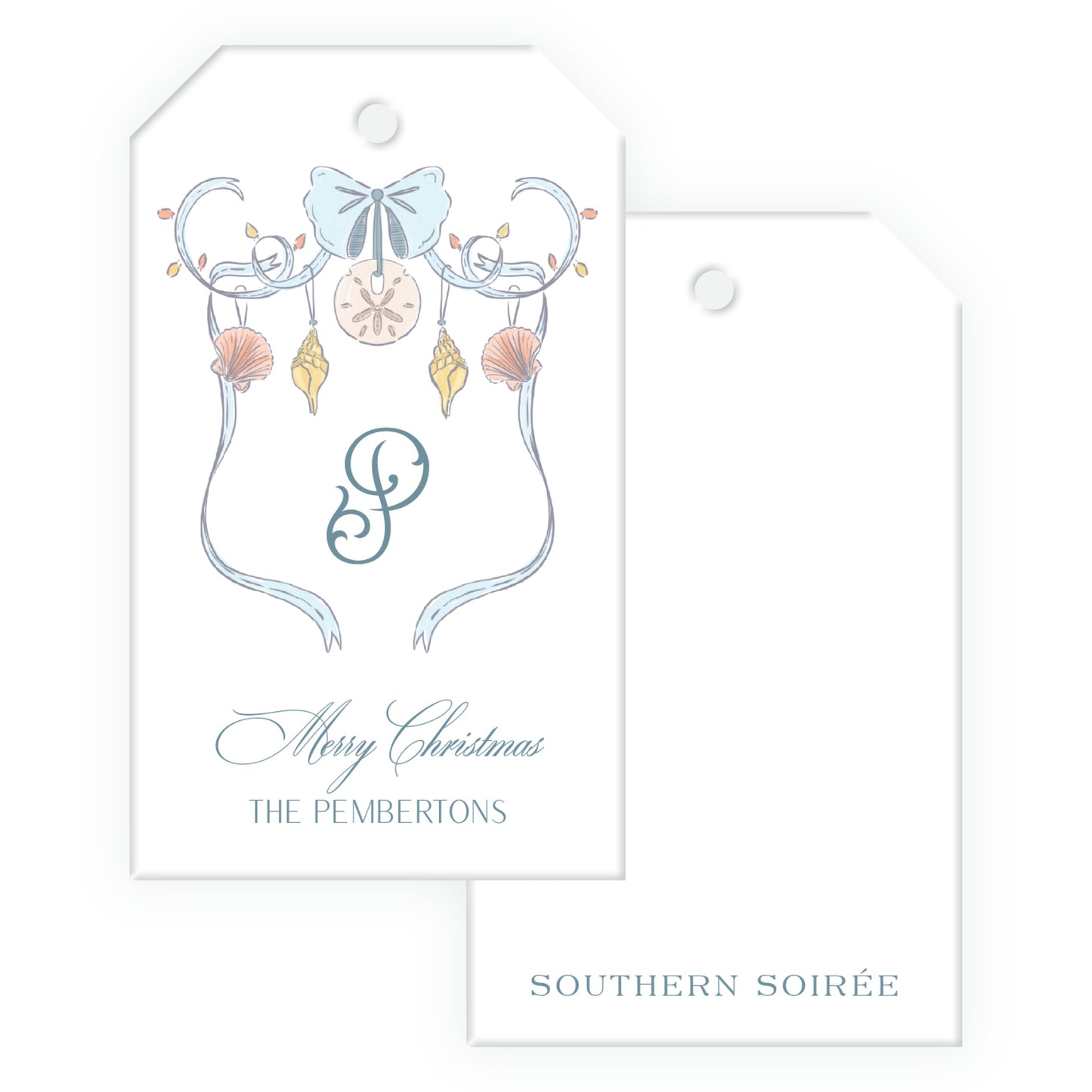 Coastal Christmas Crest Gift Tag