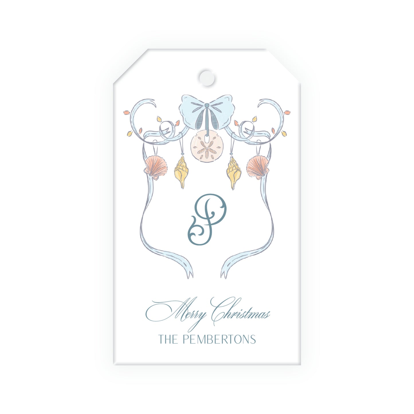 Coastal Christmas Crest Gift Tag