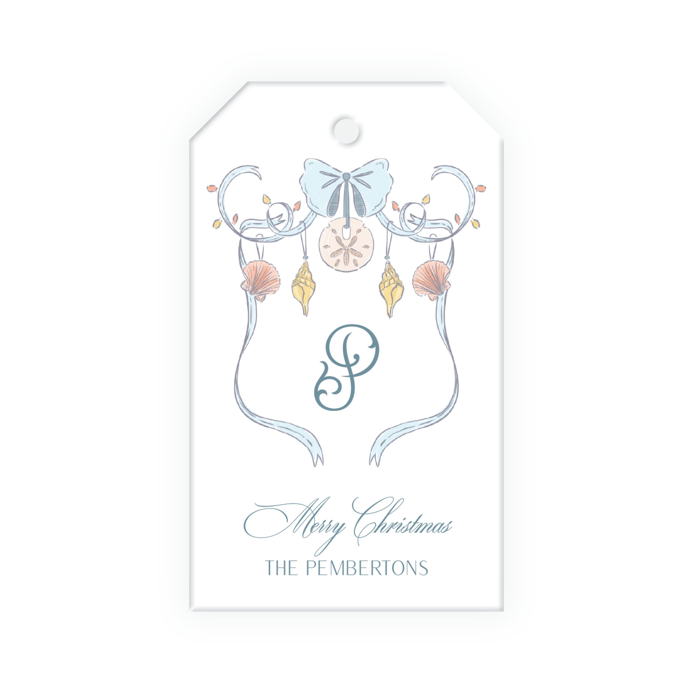 Coastal Christmas Crest Gift Tag