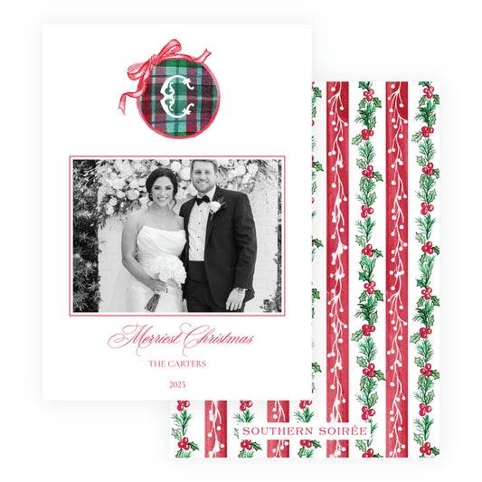 Plaid and Holly Button