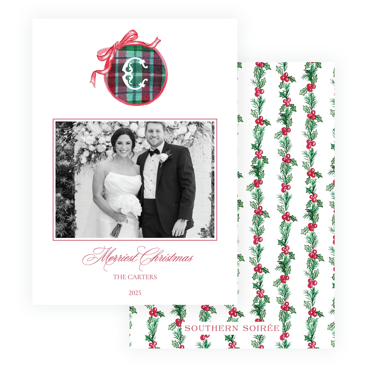 Plaid and Holly Button