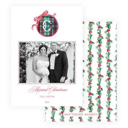 Plaid and Holly Button