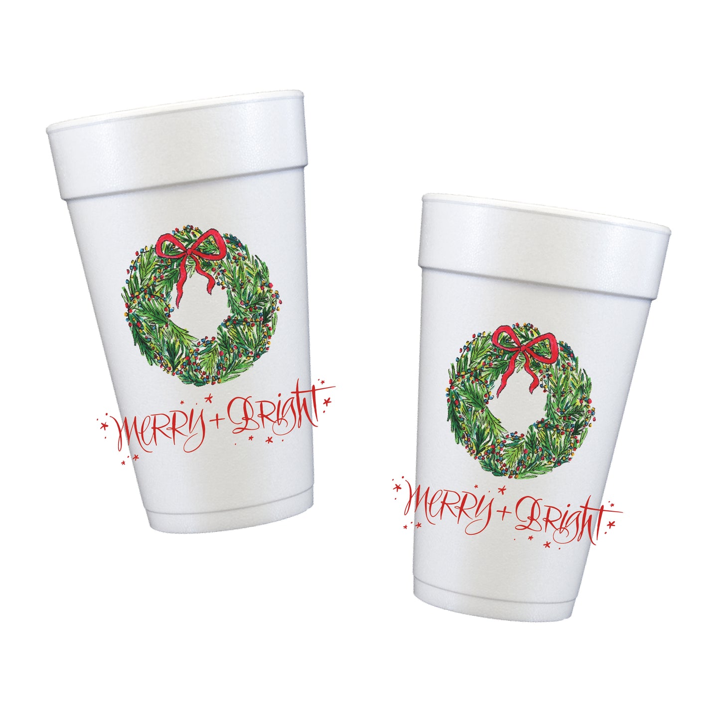 Christmas Wreath Wrapped in Lights Styrofoam Cups PREORDER