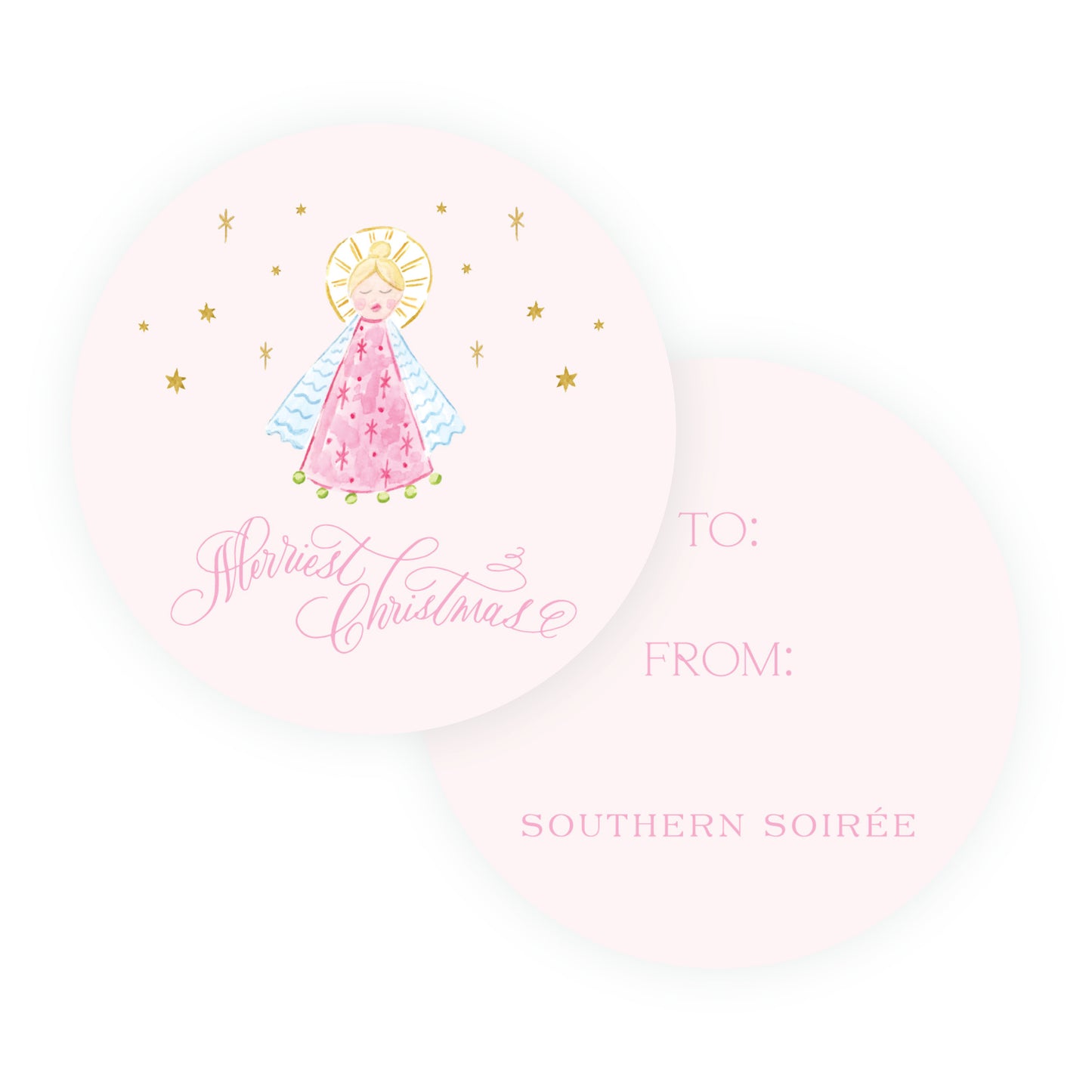 Pink Angels Circle Tag Set