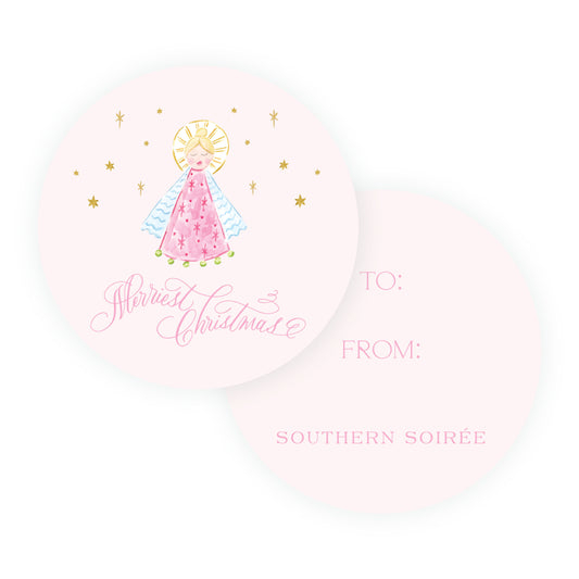 Pink Angels Circle Tag Set