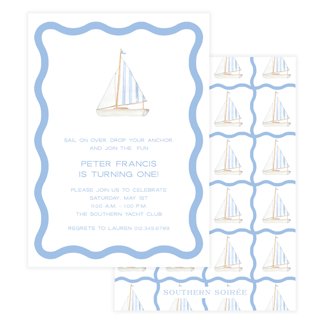 Blue Sailboat Invitation