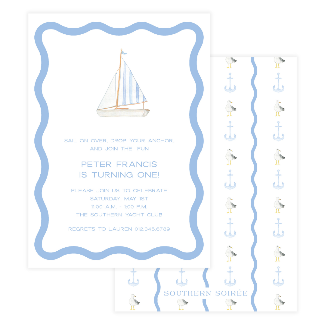 Blue Sailboat Invitation