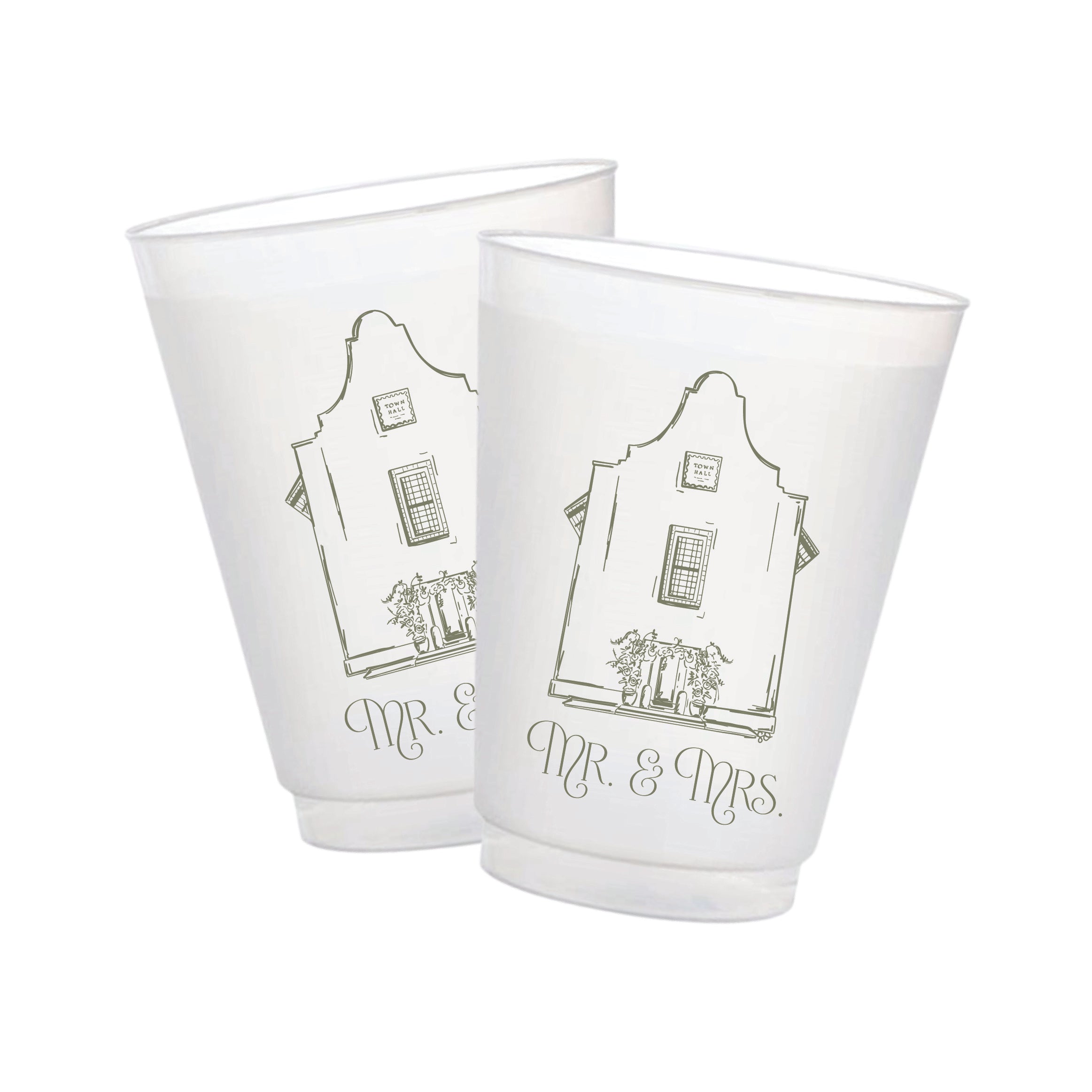 Personalized Rosemary Beach Town Hall frosted cups