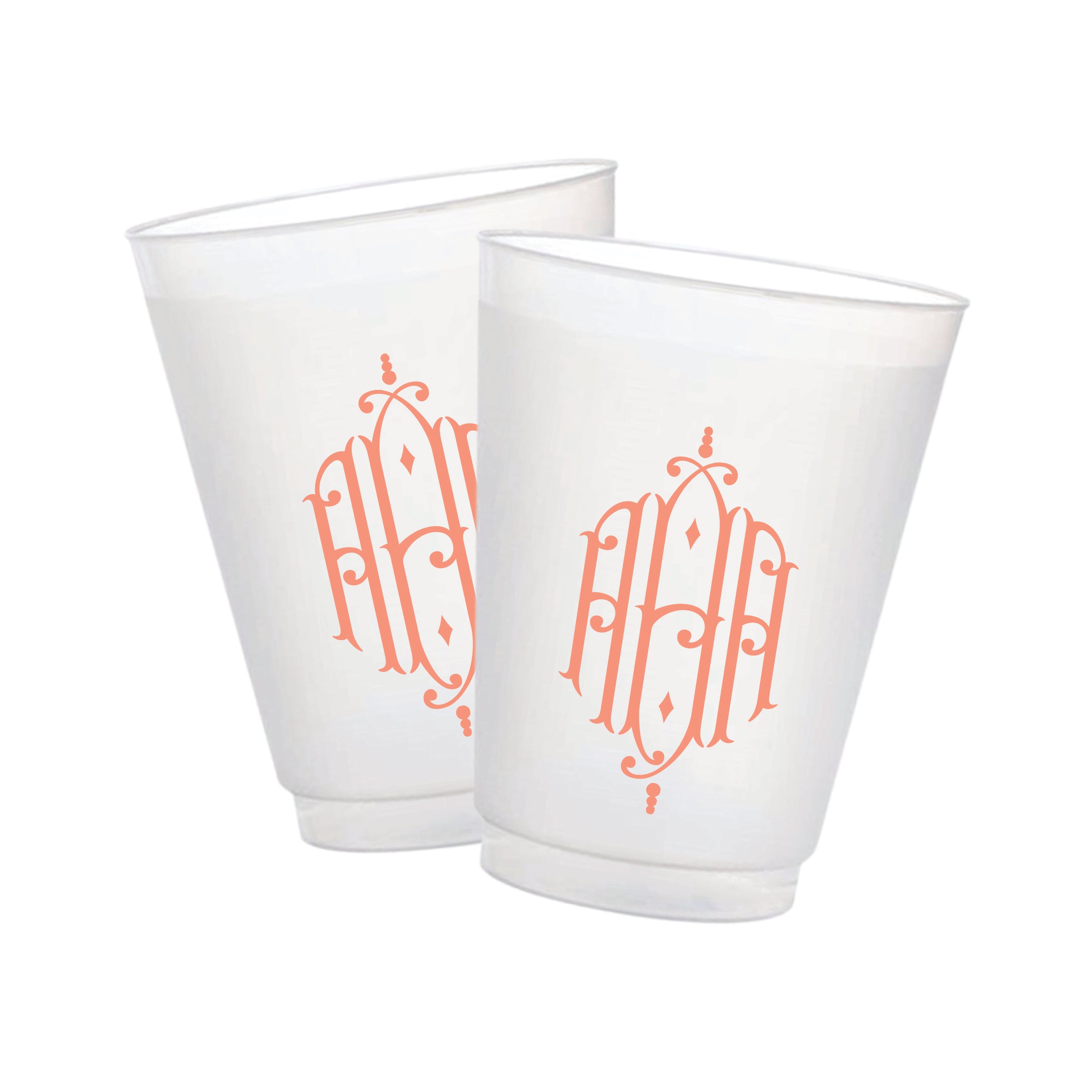 Personalized Diamond Monogram Frosted Cups | Custom Party Cups